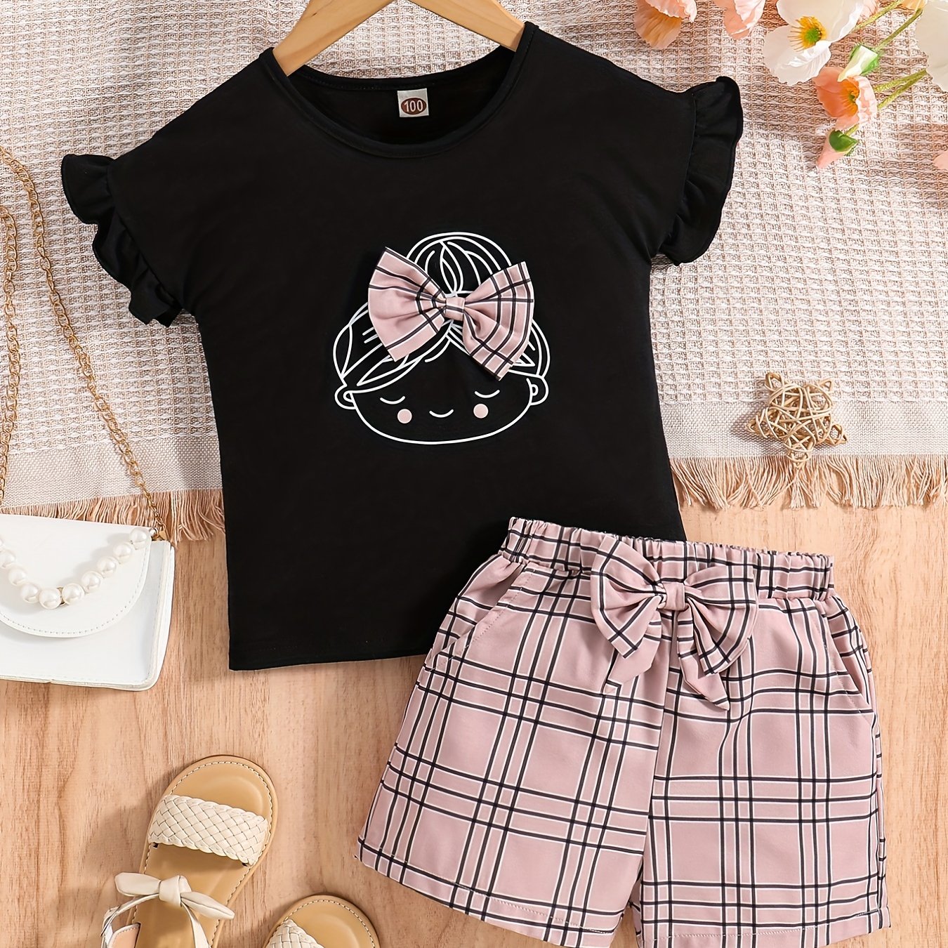 Sleeve Tees Top & Shorts Set